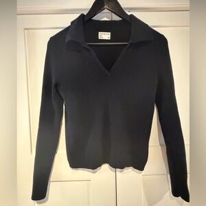 100% merino wool women’s v-neck sweater by Frank & Oak, size M, black